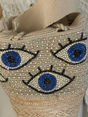 Evil Eye Rhinestone Handmade woven purse